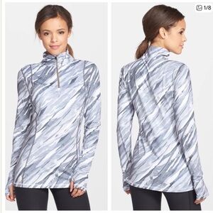 Lole White Horizon Half Zip Gray and White Brushed Nap Size X-Small